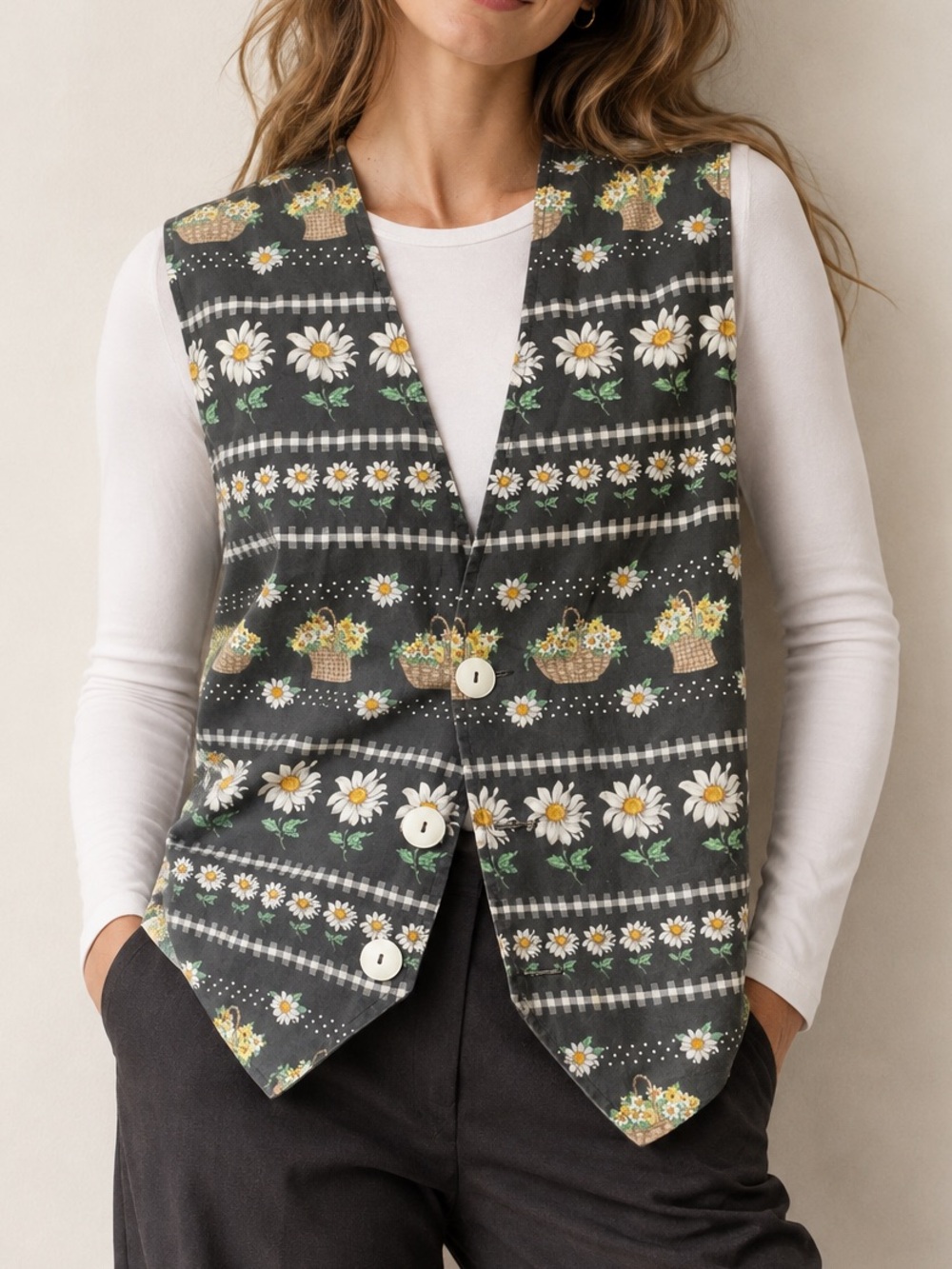 Vintage Blair Daisy Floral Cottagecore Vest Estimated Large